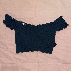 Free People Criss Cross Cropped Black Top